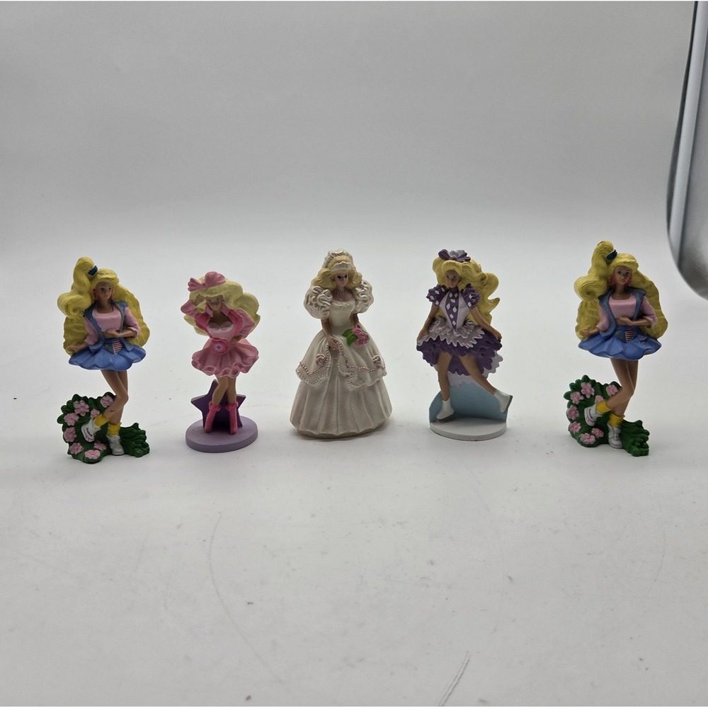 Vtg McDonalds Barbie Figure Lot Of 5 Mattel Happy Meal Toys Cake Toppers 1991